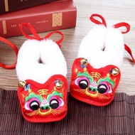 Handmade Soft Bottom Cloth Shoes Baby Thickened Warm Tiger Head Shoes Full Moon Toddler Shoes Baby Cotton Shoes Quilted Onitsuka Tiger Shoes Winter