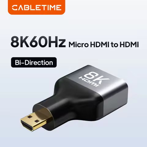 CABLETIME 8K Micro HDMI to HDMI Adapter 4K 120Hz/144Hz Male to Female Converter for PS4/5 HDTV Lapto