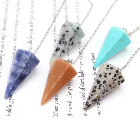 Natural Stone Quartz Agates Pendant Reiki Healing Cone Amethyst Reiki Crystals Charm Pendulum Pendan
