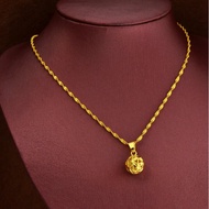 916 Gold Necklace Round Pendant Thai Gold Necklace Jewelry
