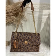 tas bonia original sling shoulder bag rantai monogram coklat Diskon