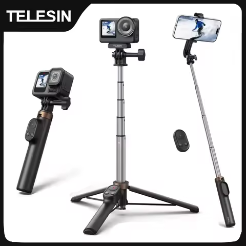 TELESIN Remote Control Wireless Bluetooth Selfie Stick Tripod For DJI OSMO Action 4 5pro 6 360 Gopro