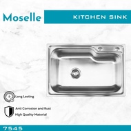 READY MOSELLE Bak Cuci Piring Dapur Kitchen Sink Stainless Steel Wastafel Paket Afur Selang 7545 805