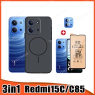 3in1 Redmi15C Thin Matte Phone Case for Redmi 15C 14C 13C Ceramic Screen Protector Camera Lens Film