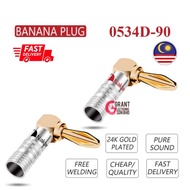 2PCS Nakamichi Speaker Banana plug connectors L Shape - 0534D-90