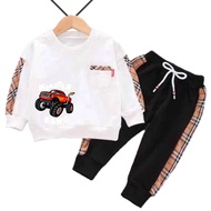 Setelan Joger Anak Laki Laki Gambar Mobil Monster Set Piyama Pariasi Celana Usia 1-7 Tahun