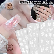 5D Embossed White Flower Sticker, 5D Embossed Flower Sticker Decal