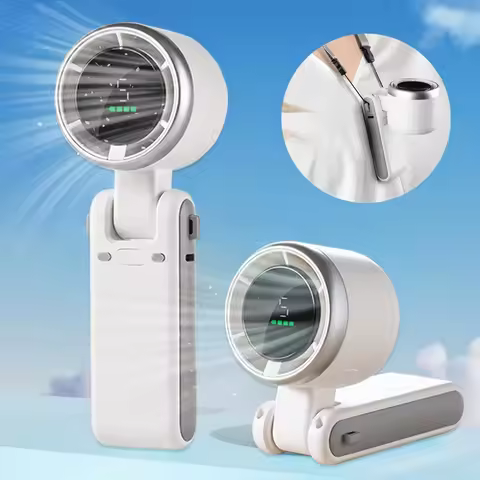 Portable Turbo Fan Mini Hanging Neck Fan USB Rechargeable Handheld Fan 3600mAh Foldable Mini Neck Fa