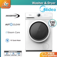 [ Fast Shipping ] MIDEA Front Load 2 IN 1 Inverter Washer Dryer 8.5KG / 5KG MF100D85B Washing Machin