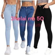combo 3 helai rm 50 women's skinny fit jeans kain denim stretchable dgn premium quality