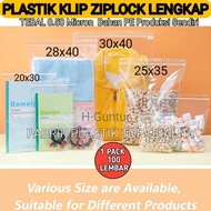 Clear Zip Plastic Clips 100Pcs Size 40x50-35x45-32x40-30x40-28x40-28x36-25x35-20x30 Packing Olshop