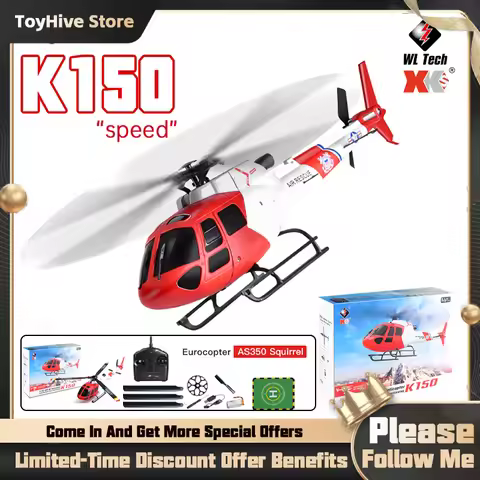 【In Stock】2026 WLToys K150 RC Helicopter 4CH Flybarless AS350 Air Rescue RC Model With Altitude Hold