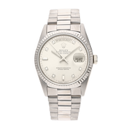 Rolex Day-Date Reference 18239, a white gold automatic wristwatch with day and date, Circa 1995