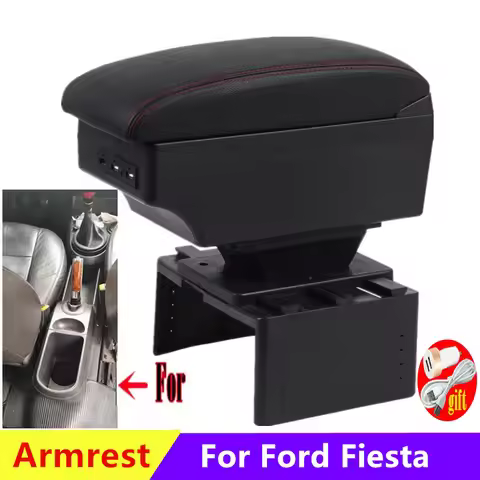 For Ford Fiesta Armrest Box For Ford Fiesta Car Armrest box central Storage box Retrofit Interior wi