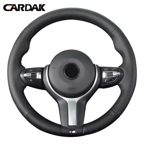 CARDAK Black Artificial leather Steering Wheel Cover for BMW F87 M2 F80 M3 F82 M4 M5 F12 F13 M6 F85 