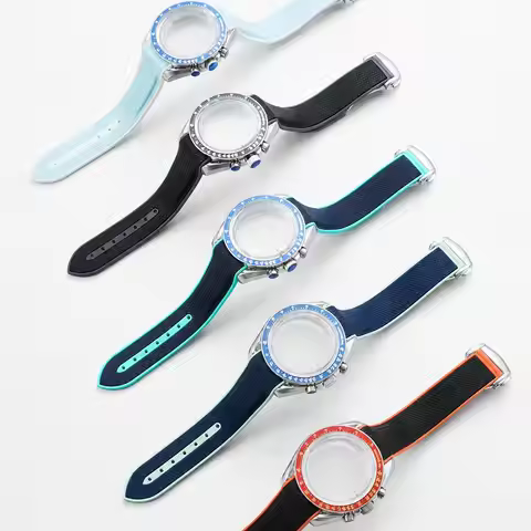 For Swatch Omega Planet Series Watch Mod Kit, Metal Watch Case + Silicone Watch Band Full Set Watch 