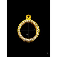 Amulet Case Round Cartridge Surrounded By Italian Gold Diamonds 2.2*2.2 Cm.