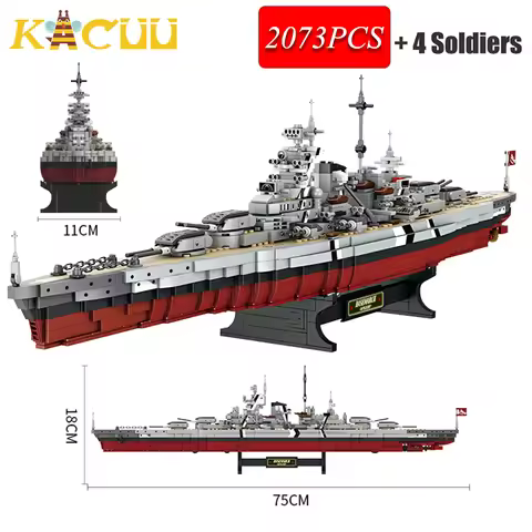 2073PCS Bismarck Battleship Building Blocks Classic MOC Bricks Model Set Toys Collection Desktop Orn