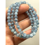 Natural Ice Starlight Aquamarine 6.2mm Three Circles Bracelet