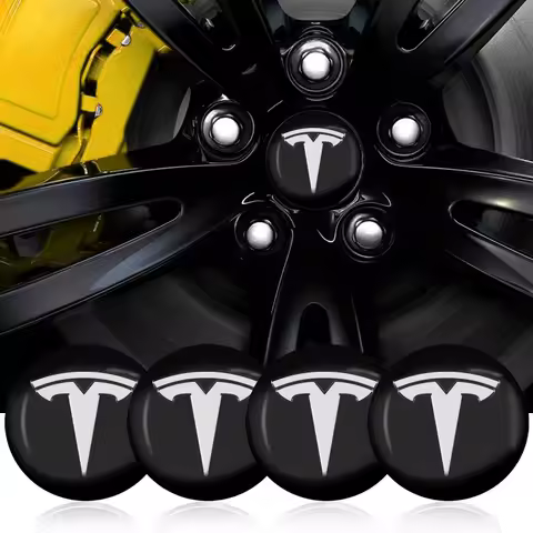 4PCS Car Wheel Center Stickers Hub Decals Auto Car Styling for Tesla Coil Mod WYE K80 Model 3 S X Y 