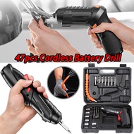 47pcs 3.6v Electric Drill Cordless Screwdriver Power Tools Set Household Maintenance Repair 1800mAh 