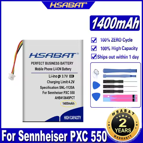 HSABAT AHB413645PCT 1400mAh Battery Wireless Headset for Sennheiser PXC 550 Batteries