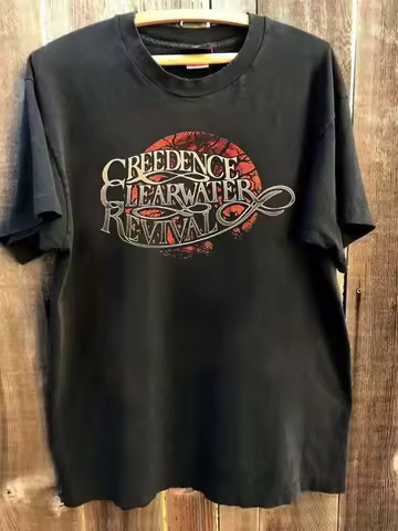Creedence Clearwater Revival Band Logo 90s Remake Black T Shirt Unisex