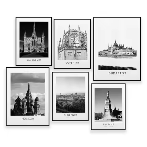 Seville,Moscow,Lisbon,Istanbul,Budapest,Barcelona,Brighton,Florence,Coventry City Poster Print - Bla