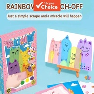 Squeegee Art Kids Paint Kit 35Pcs, DIY Material Magic Reveal Rainbow Scratch Art