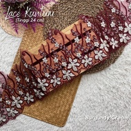 0.5 METER NEW DESIGN BORDER LACE DIRAYA SIAP MANIK SEQUIN LACE BUNGA I DWICOLOUR By Inspirasi Amira 