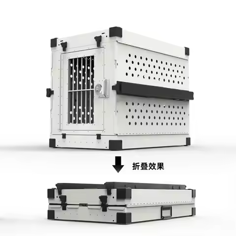 Heavy Duty Fully Collapsible Dog Crate Aluminium Alloy Medium and Large Dog Crate Folding Pet Car Cr