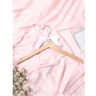 Wedding Hanger, Wooden Hanger, White Bow & Pearl Decoration, Wooden Wedding Dress Hanger With Should