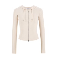 Áo Khoác Cardigan Hở Eo Ngắn MosesQueen Double Zipper Hoodie Phong Cách Thể Thao Thường Ngày Áo Sơ M