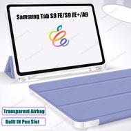 For Samsung Galaxy Tab S9 FE+ Case 10.9 12.4 inch 2023 Acrylic Clear Back Soft TPU Flip Casing Tab A9 S9 FE Plus 12 4 S9 Tablet Cover