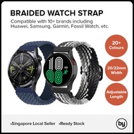 [SG] Adjustable Braided Elastic Nylon Loop Watch Strap Band For Huawei, Samsung, Fossil, Garmin, etc in 20mm &amp; 22mm