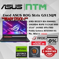 #RG330 USED ASUS ROG Gaming Laptop G513QM AMD R9 RYZEN 9-5900HX 16GBD4 512GB SSD NVIDIA RTX3060 RTX 