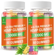 (2 Pack) Hemp Gummies, Fruity Edibles Gummy Advanced 100% Natural High Potency Hemp Oil Infused Gumm