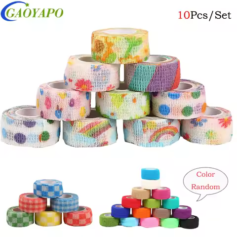 10Pcs/Set 2.5cm Wide Self Adhesive Bandage Wrap - Colorful Athletic Elastic Cohesive Bandage for Spo