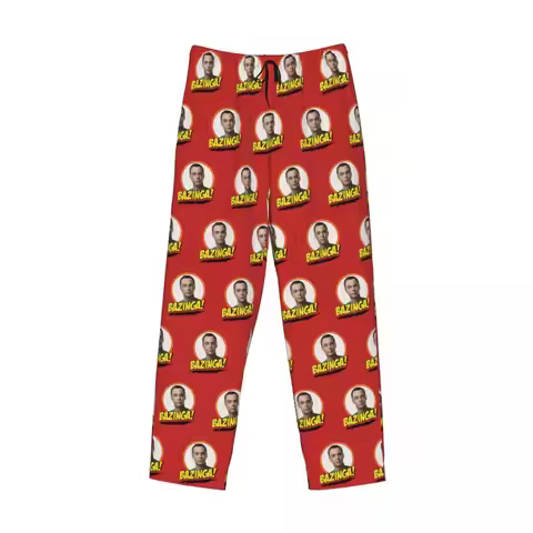 Custom Bazinga The Big Bang Theory Pajama Pants Men Sleepwear Sleep Lounge Bottoms with Pockets