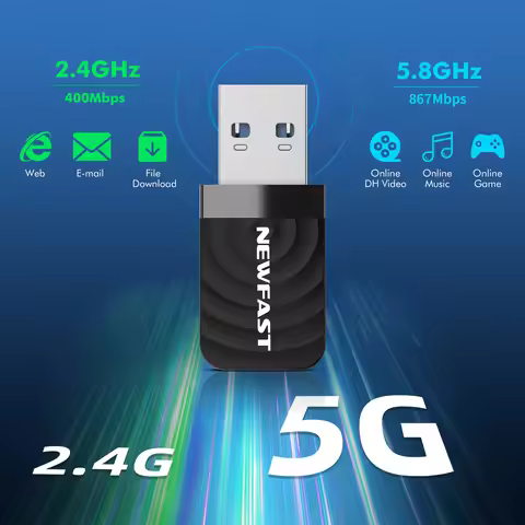 Newfast 1300Mbps USB3.0 Wi-fi Adapter 2.4GHz+5.8GHz Network Card RTL8812CU WiFi Receiver 2*2dBi Ante