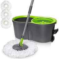 Spin Mop Bucket System,Masthome Pedal Spin Mop and Bucket with Wringer Set,EasyWring Microfiber Mop 
