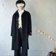 尋寶古著-100%cashmere羊毛連袖黑色大衣