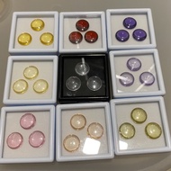 Box Pack Of 3 CZ Russian Diamonds 2-Sided Amulet Round Size 12.00 Mm.