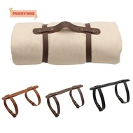 PEONYTWO Blanket Carrying Strap, Adjustable PU Leather Yoga Mat Strap, Durable Rug Travel Belt With Handle Blanket Holder