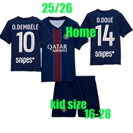 25/26 O.DEMBELE soccer clothes 25/26 PSG Home Jerseys kid suit (with pants)D.DOUE KVARATSKHELIA O.DE