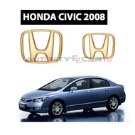 Honda H Logo - GOLD Emblem - 1 Set (Front & Rear) Honda Civic 2008