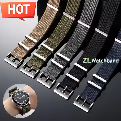 High Quality Fabric Watchband 18mm 19mm 20mm Woven Nylon Watch Strap One piece Weave Watch Band for 