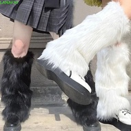 LANAFAY Lolita Boots Cover, Y2K Faux Fur Furry Leg Warmers, Fashion Kawaii Solid Color 40cm Knee Hig