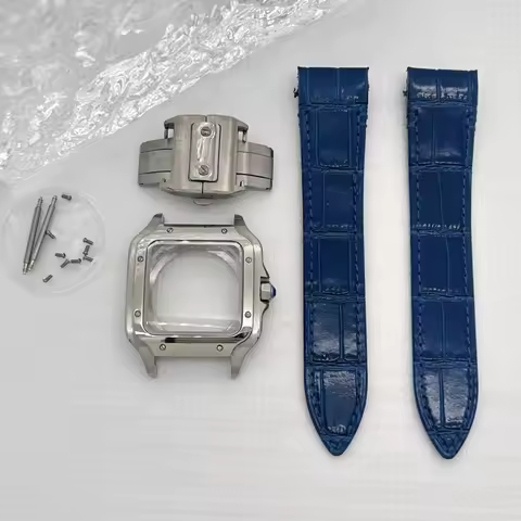 38mm Square Watch Case 21mm Leather Strap for Seiko Carter Sandoz NH36 NH35 NH70 Movement for 27mm D