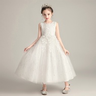 Girls Princess Dress Summer Wedding Dress Children Fluffy Performance Dress 3-12 Years Old Medium La